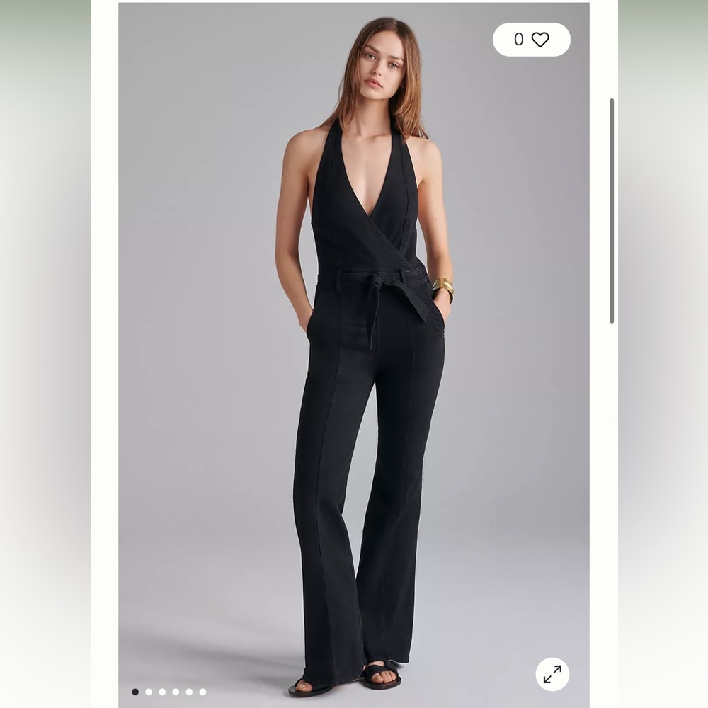 MOTHER The Doozy Halter Denim Jumpsuit